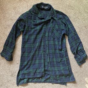 Trendy grunge purple and green flannel shirt